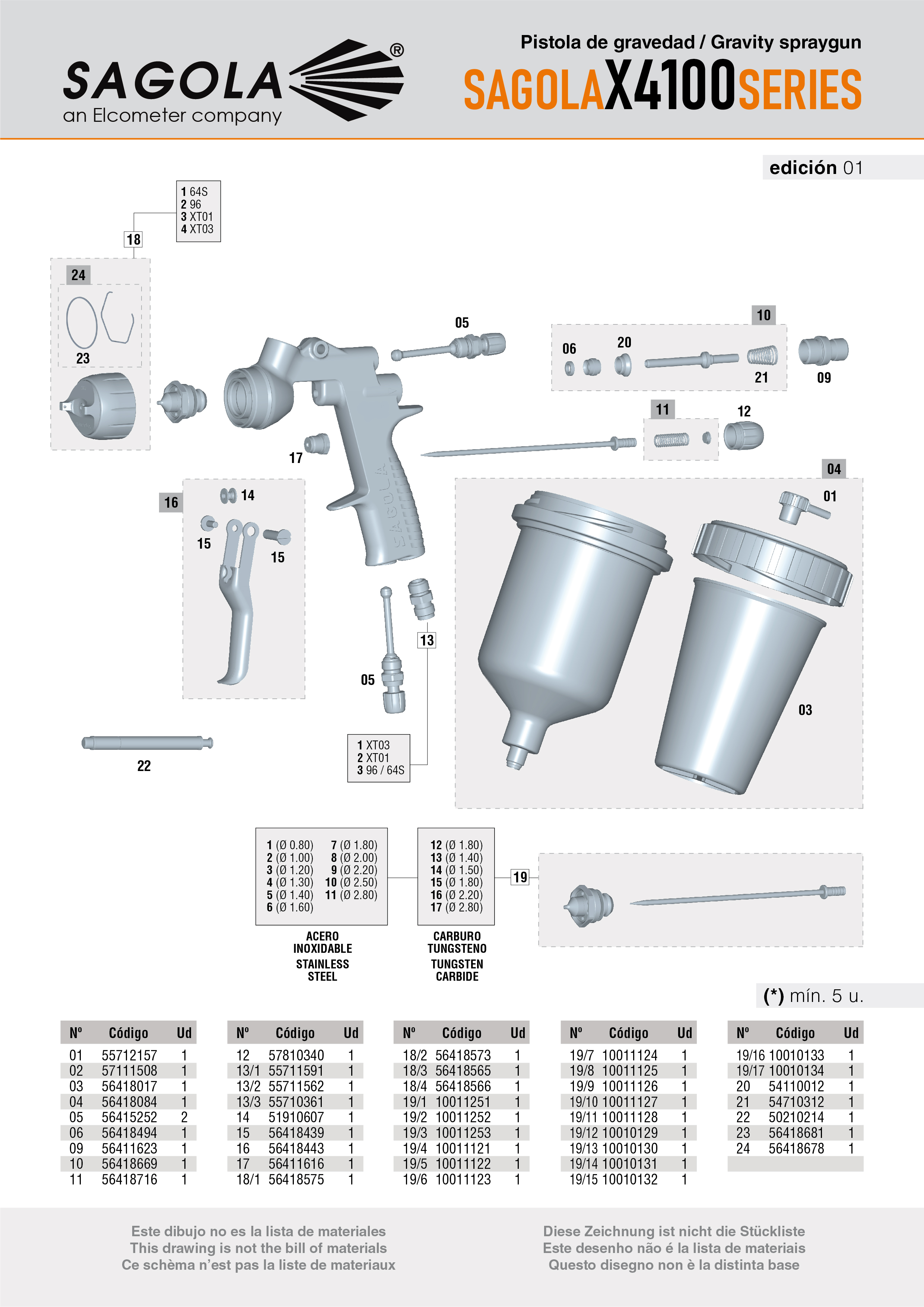 X 4100 series Gravity - Aerographic spray guns - Gravity spray