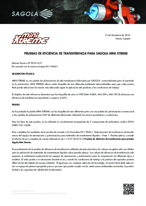 Prueba de eficiencia de transferencia Sagola Mini Xtreme